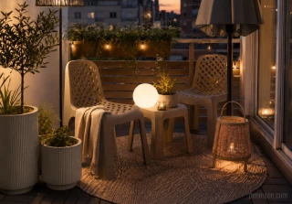 Városi balkon, kis alapterület, praktikus teraszbútorok